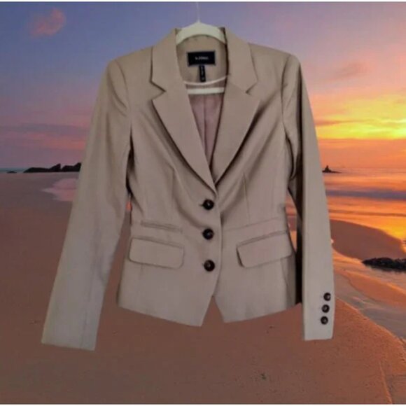 Le Chateau vintage tan blazer jacket XXS, 3 button, lapel collar, lined, cotton - Picture 1 of 8